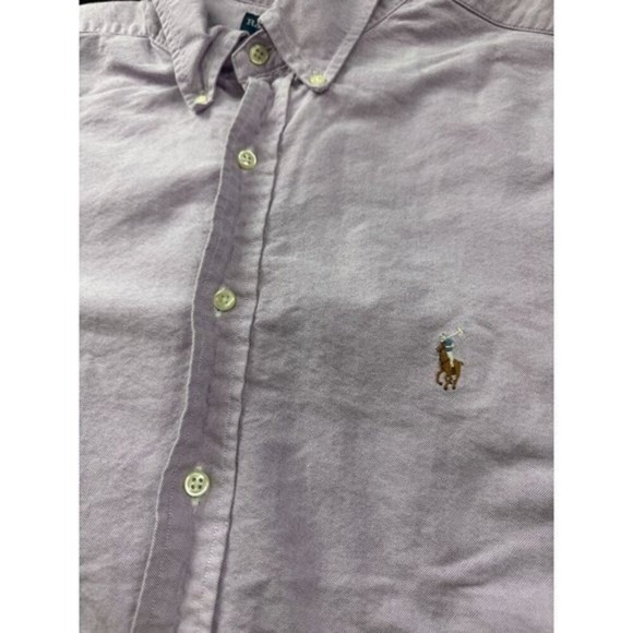Ralph Lauren Classic Fit Button Down Shirt Mens Purple Long Sleeve Sz 18 |D1 - Picture 4 of 7